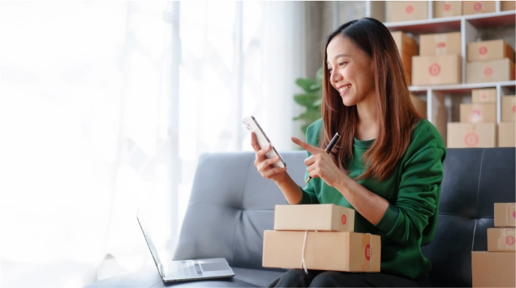 Man and woman looking at finances on tablet